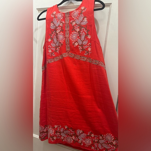 Anthropologie Aiko Red/Orange embroidered dress size 12 - Picture 2 of 7